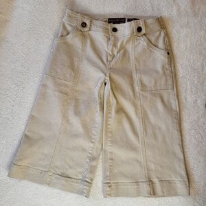 Bandolino Wide Leg Tan Denim Stretch Capris Size 4